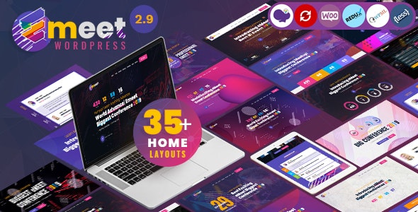 دانلود قالب وردپرس Emeet - پوسته مدیریت رویداد و برگزاری کنفرانس وردپرس