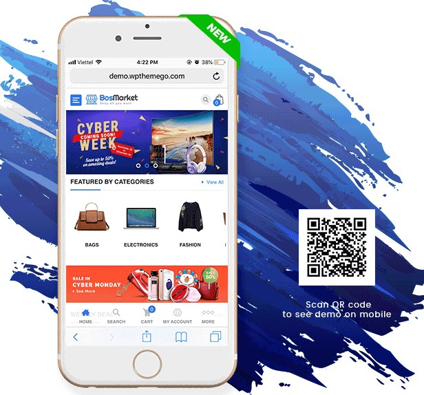 Menu Style on Mobile Layout of BosMarket - Flexible Multivendor WooCommerce WordPress Theme