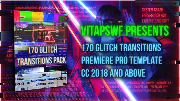دانلود پروژه آماده پریمیر 170 Glitch Transitions Pack