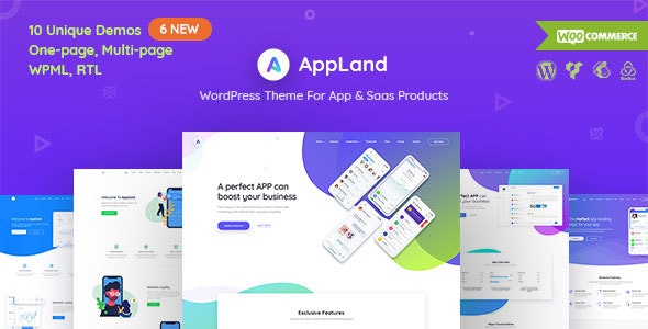 دانلود قالب وردپرس AppLand - پوسته معرفی اپلیکیشن و محصول راست چین وردپرس