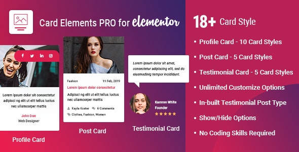 دانلود افزونه وردپرس Card Elements Pro - افزودنی صفحه ساز المنتور