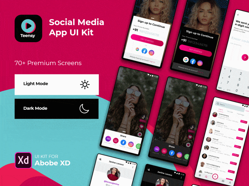 دانلود UI Kit اپلیکیشن موبایل Teensy