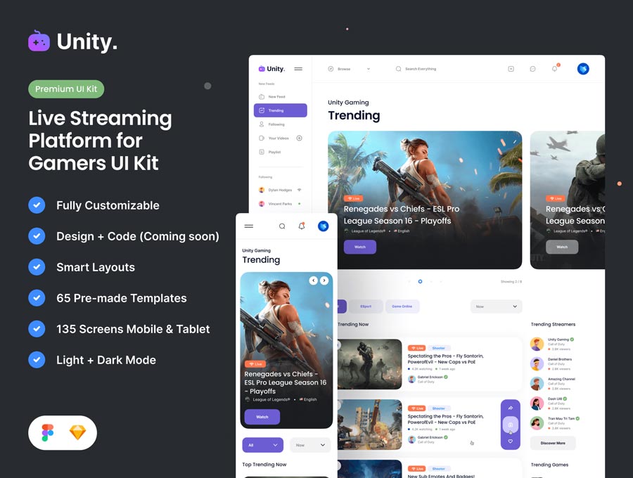 دانلود UI Kit داشبورد Unity Dashboard Kit — Gaming