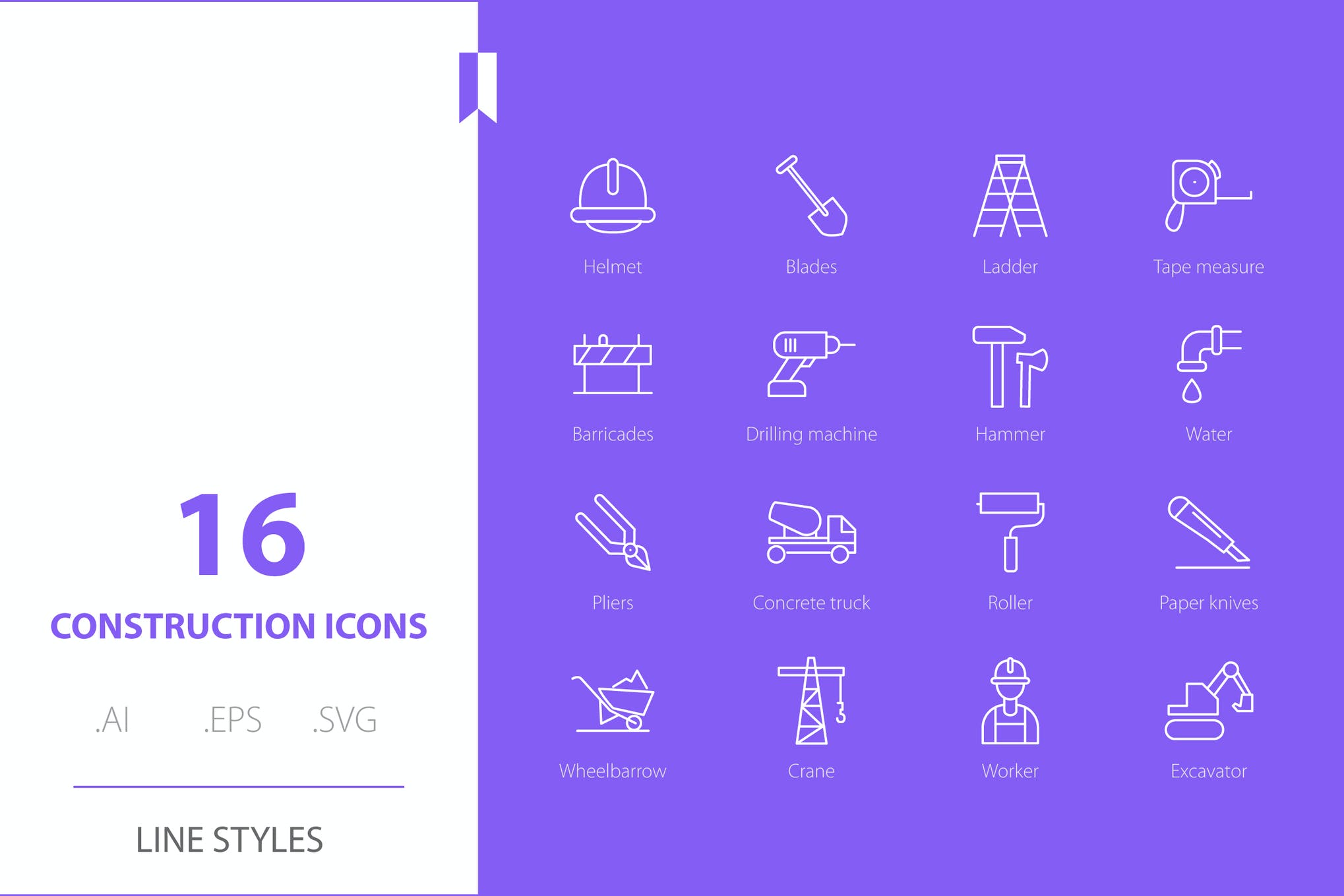 دانلود مجموعه آیکون Construction Icon Line Styles