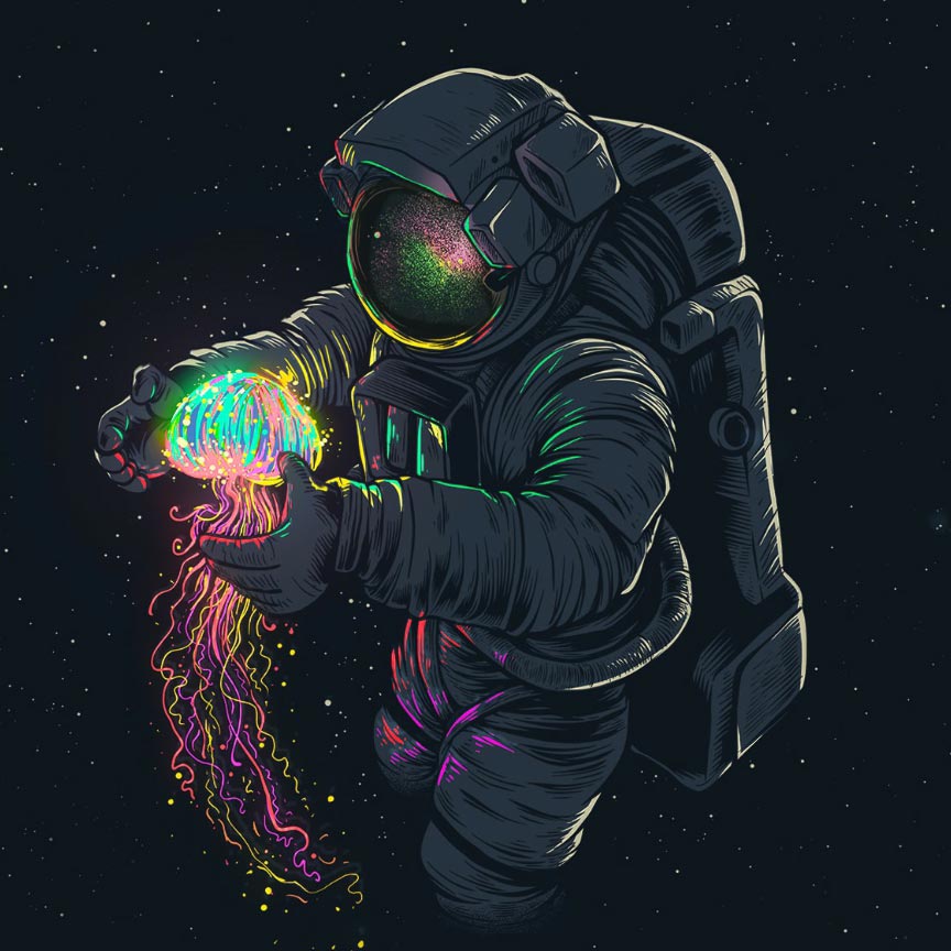 دانلود والپیپر زنده Glowing Spaceman