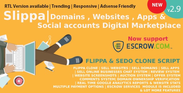 دانلود اسکریپت Slippa - فروشگاه چند منظوره فروش دامنه، وب سایت و اپلیکیشن