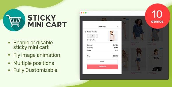 دانلود افزونه ووکامرس Sticky Mini Cart