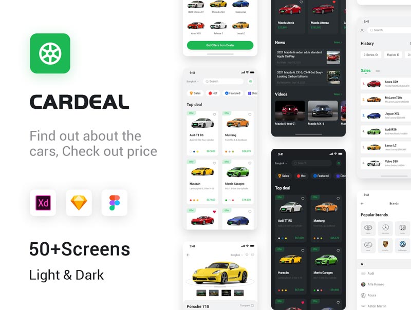 دانلود UI Kit و رابط کاربری لایه باز Car Sale Info App