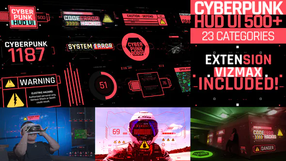 دانلود پروژه افتر افکت Cyberpunk HUD UI 500+