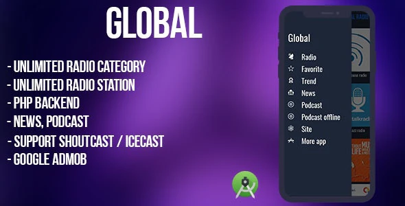 دانلود سورس اندروید رادیو آنلاین و پادکست صوتی Global