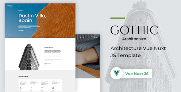 دانلود قالب سایت Gothic - قالب معماری حرفه ای Vue Nuxt JS