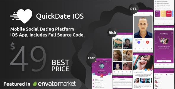 دانلود سورس اپلیکیشن iOS حرفه ای QuickDate