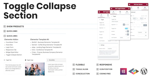 دانلود افزونه وردپرس Toggle Collapse Section - افزودنی صفحه ساز المنتور