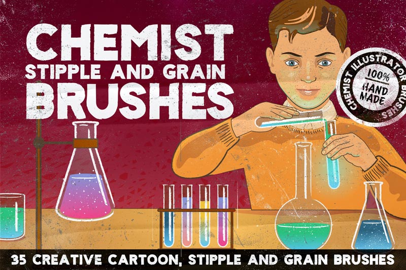 CHEMIST-Illustrator-Brushes دانلود مجموعه براش خلاقانه CHEMIST برای Illustrator