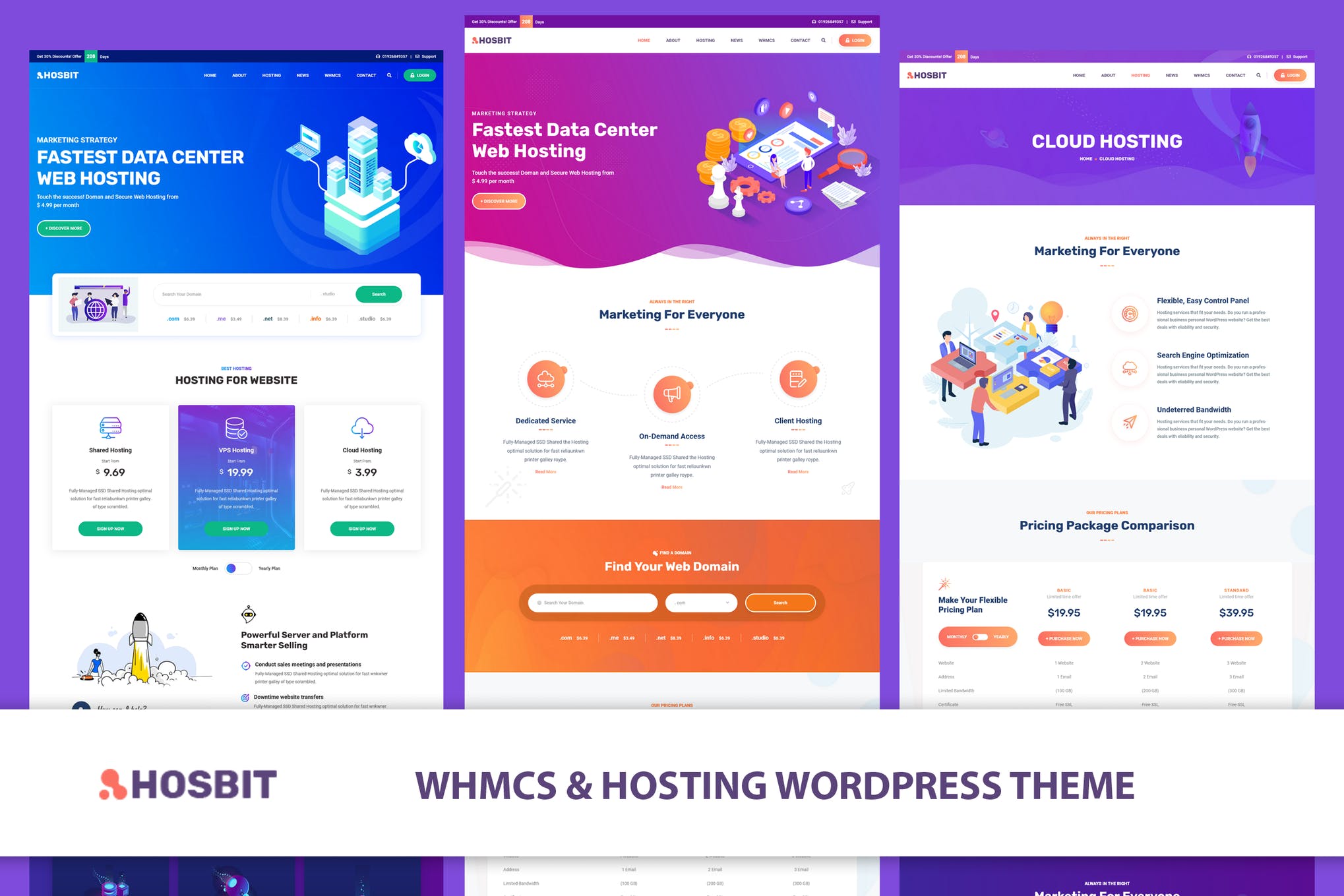 دانلود نسخه اورجینال قالب هاستینگ Hosbit وردپرس و WHMCS