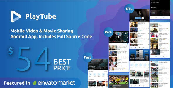 دانلود سورس اندروید PlayTube - اپلیکیشن اشتراک گذاری فیلم و ویدیو پیشرفته