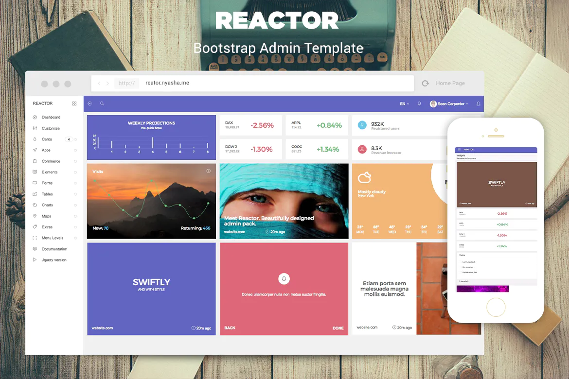 Reactor - Bootstrap Admin دانلود قالب مدیریت Reactor - قالب داشبورد و مدیریت حرفه ای