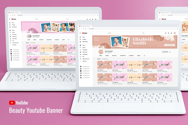 Youtube-Channel-Art---Beauty-Vloger دانلود UI Kit و رابط کاربری لایه باز Youtube Channel Art - Beauty Vloger
