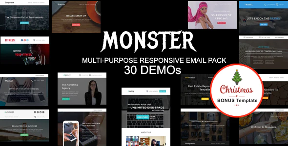دانلود مجموعه قالب های ایمیل Monster - پکیج چند منظوره قالب ایمیل HTML