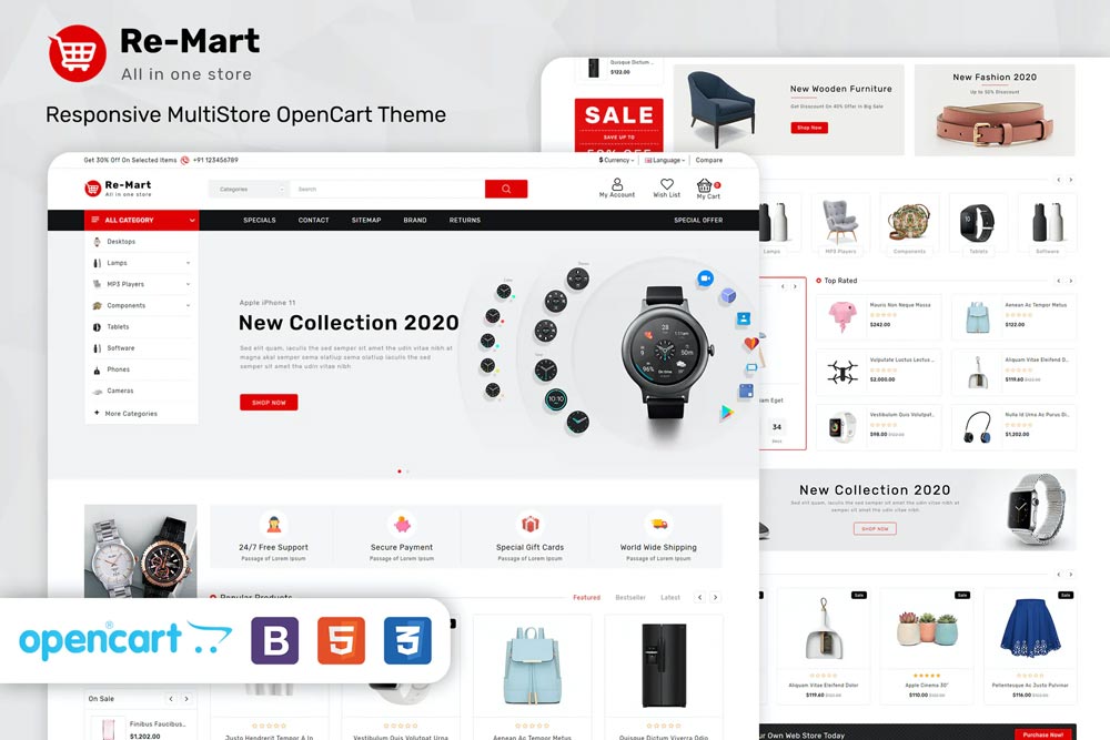 دانلود قالب اپن کارت Remart - قالب فروشگاهی چند منظوره اپن کارت