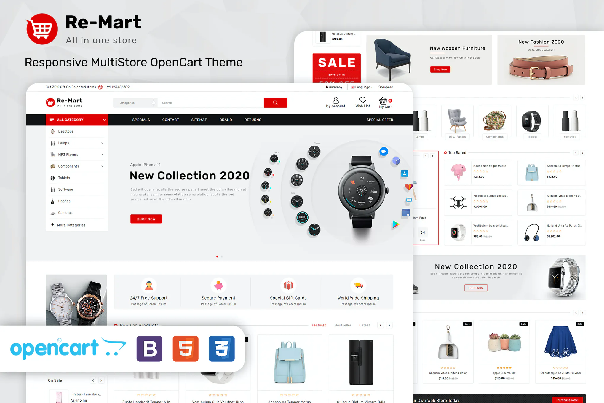 دانلود قالب اپن کارت Remart - قالب فروشگاهی چند منظوره اپن کارت