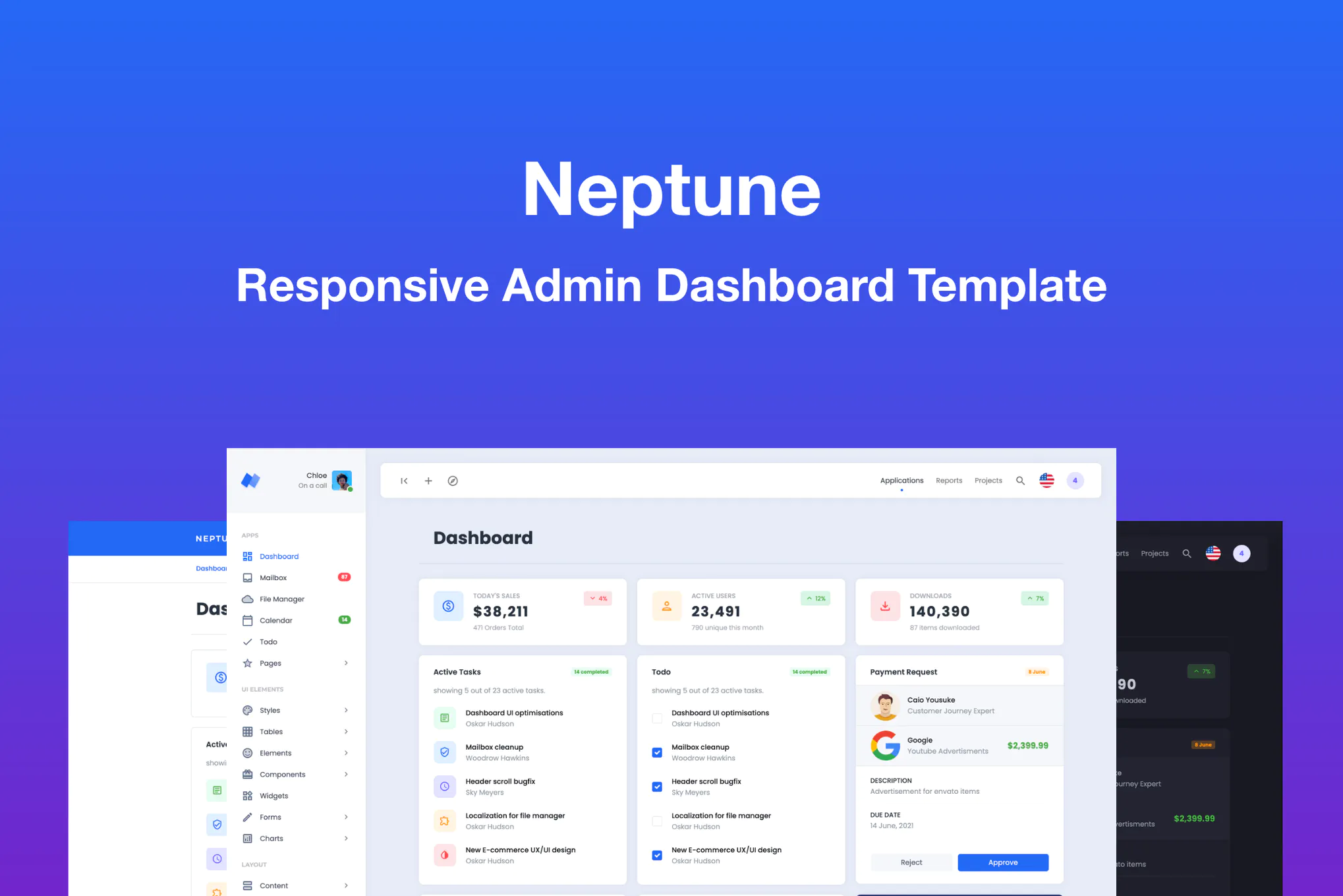 دانلود قالب مدیریت Neptune - قالب داشبورد و مدیریت بوت استرپ 5