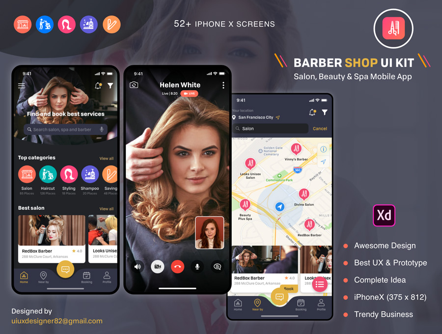 دانلود رابط کاربری Barber Haircut, Salon & Beauty UI KIT