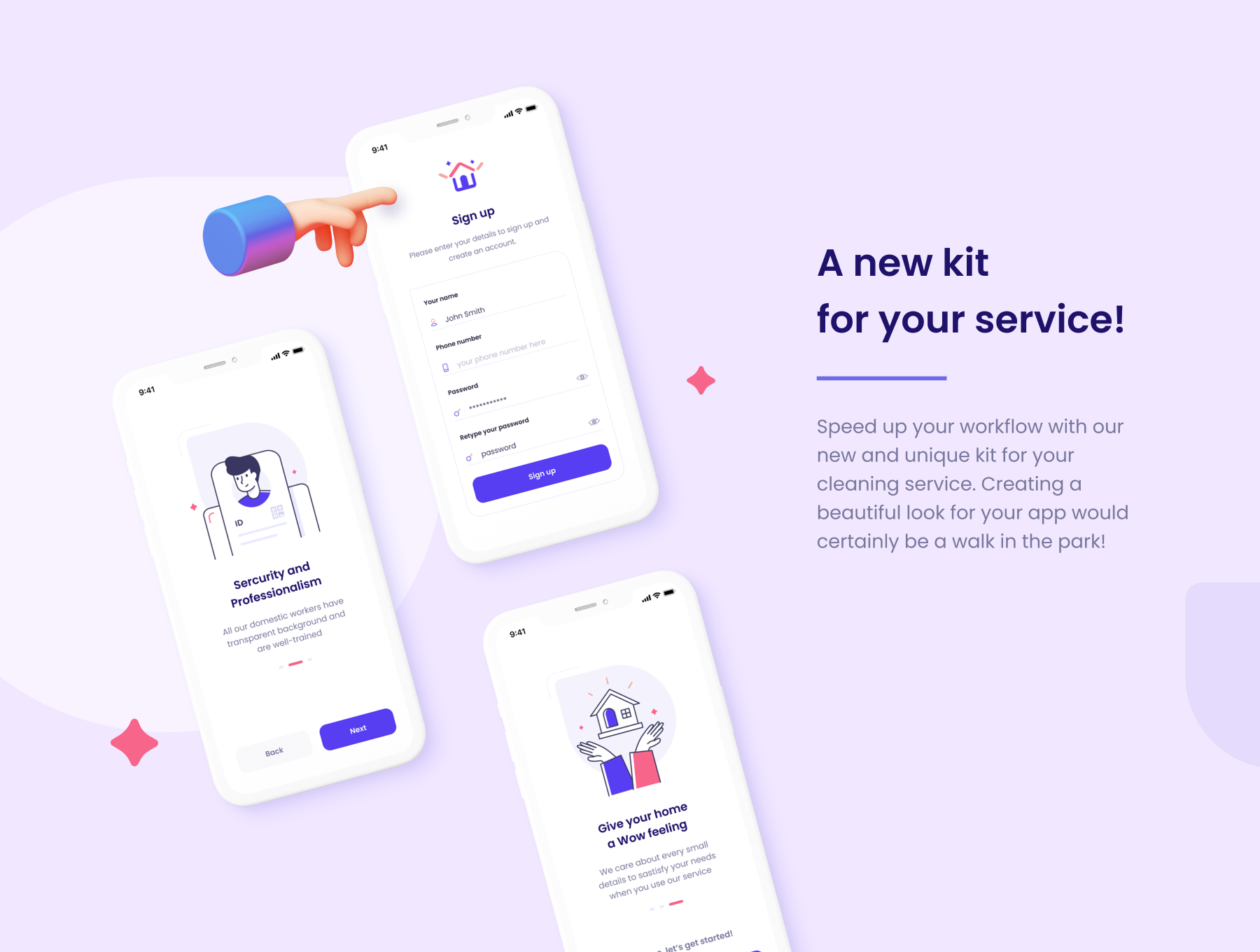 دانلود رابط کاربری Housework Service App UI Kit