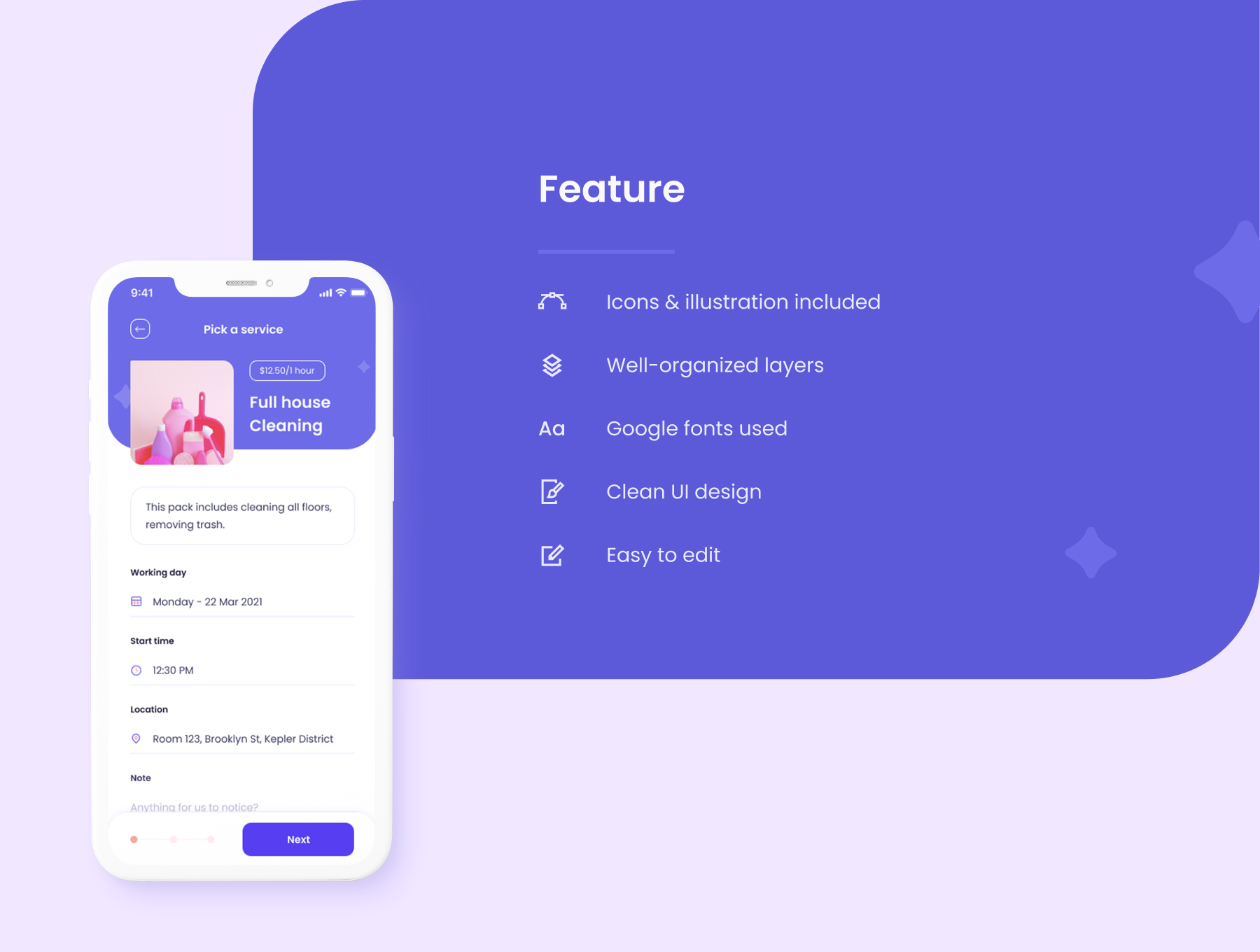 دانلود رابط کاربری Housework Service App UI Kit