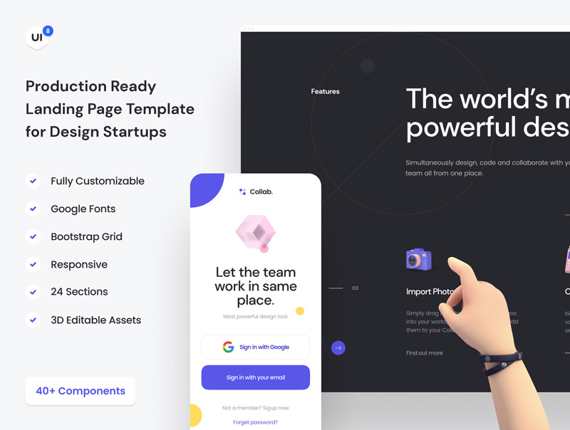 دانلود رابط کاربری Collab - Landing Page Kit