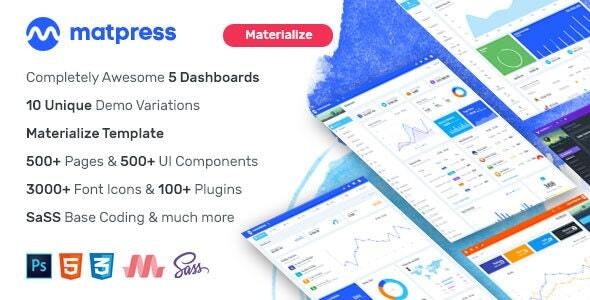 دانلود قالب سایت MatPress - قالب مدیریت و داشبورد حرفه ای