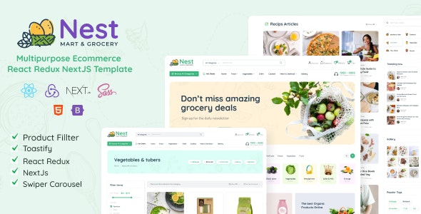 دانلود قالب سایت Nest - قالب چند منظوره فروشگاهی React Redux NextJS