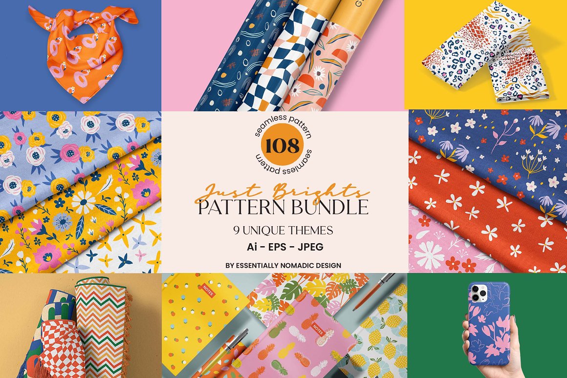 دانلود مجموعه پترن های Just Brights Seamless Pattern Bundle دانلود مجموعه پترن های Just Brights Seamless Pattern Bundle