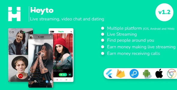 دانلود سورس کد فلاتر Heyto - Live Streaming