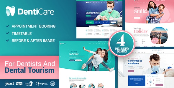 دانلود قالب وردپرس DentiCare - پوسته دندانپزشکی و مراکز درمانی وردپرس