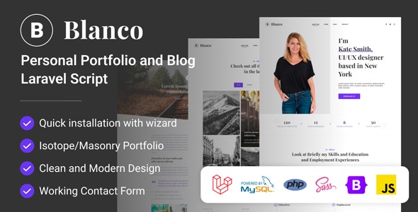 دانلود اسکریپت Blanco - اسکریپت وبلاگ و نمونه کار شخصی لاراول