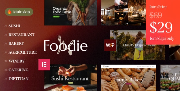 دانلود قالب وردپرس Foodie - پوسته رستوران و فست فود وردپرس