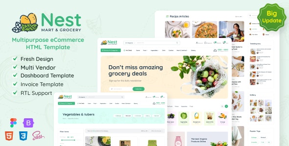 دانلود قالب سایت Nest - قالب فروشگاهی چند منظوره و راست چین HTML