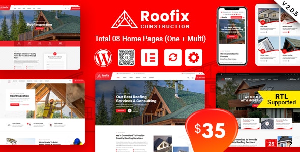 قالب خدماتی حرفه ای وردپرس Roofix
