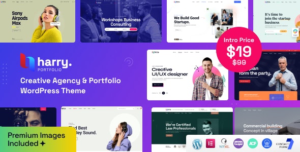 Harry - Creative Agency & Portfolio WordPress Theme + RTL دانلود قالب نمونه کار راست چین وردپرس Harry