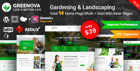 دانلود قالب باغبانی و محوطه سازی وردپرس Greenova