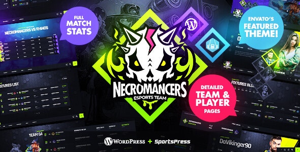 دانلود قالب eSports و گیمینگ وردپرس Necromancers