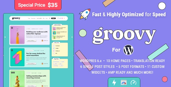 دانلود قالب وبلاگ مدرن وردپرس Groovy