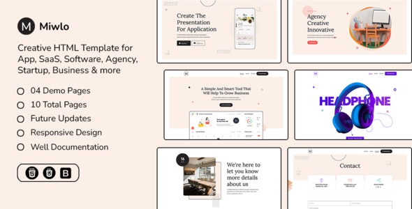 دانلود قالب Landing Page و صفحه فرود Miwlo