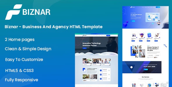 دانلود قالب HTML شرکتی و تجاری Biznar