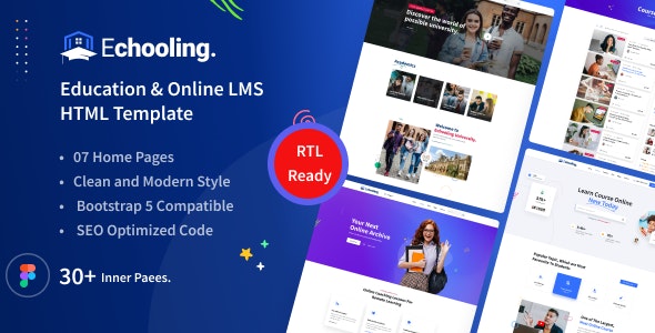 دانلود قالب HTML دوره و آموزش آنلاین Echooling