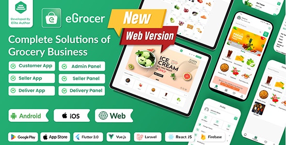 دانلود سورس اپلیکیشن فلاتر iOS و اندروید eGrocer