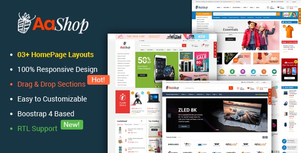 دانلود قالب راست چین شاپیفای AaShop