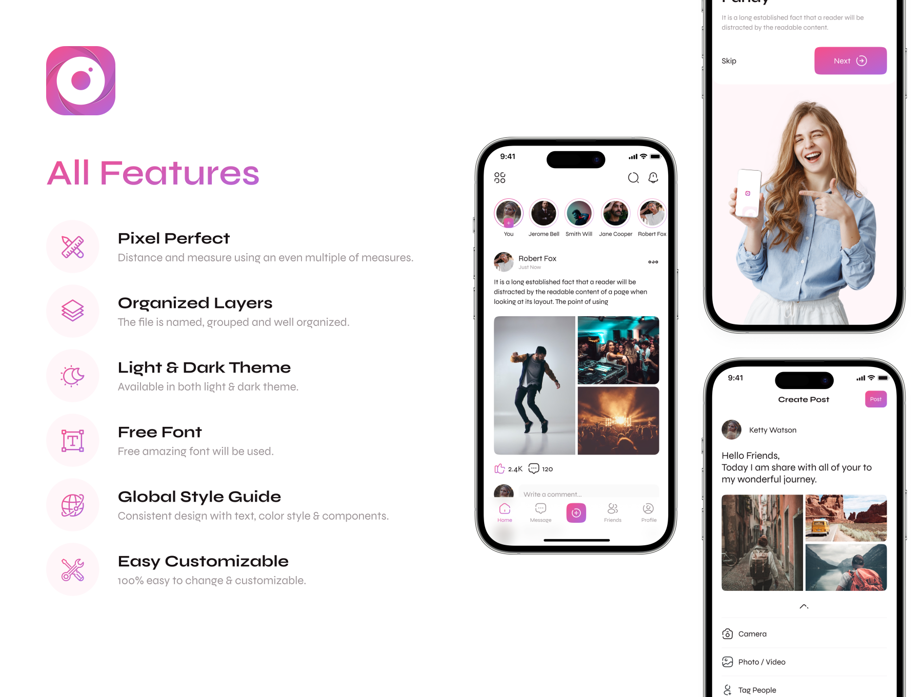 دانلود رابط کاربری Social Media App UI Kit