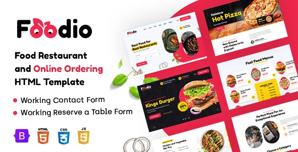 دانلود قالب HTML فست فود و رستوران Foodio